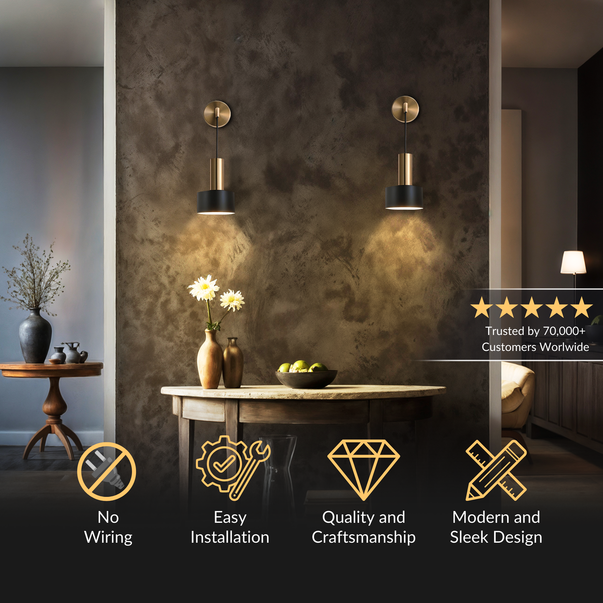 Appliques murales sans fil GLOWDROP – Lot de 2 + 2 ampoules offertes
