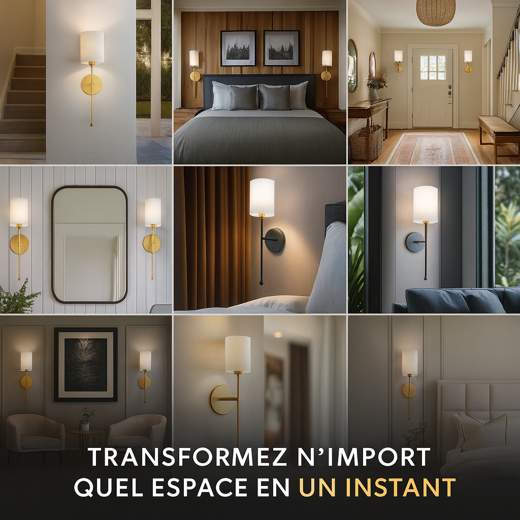 Appliques murales cylindriques sans fil – Lot de 2