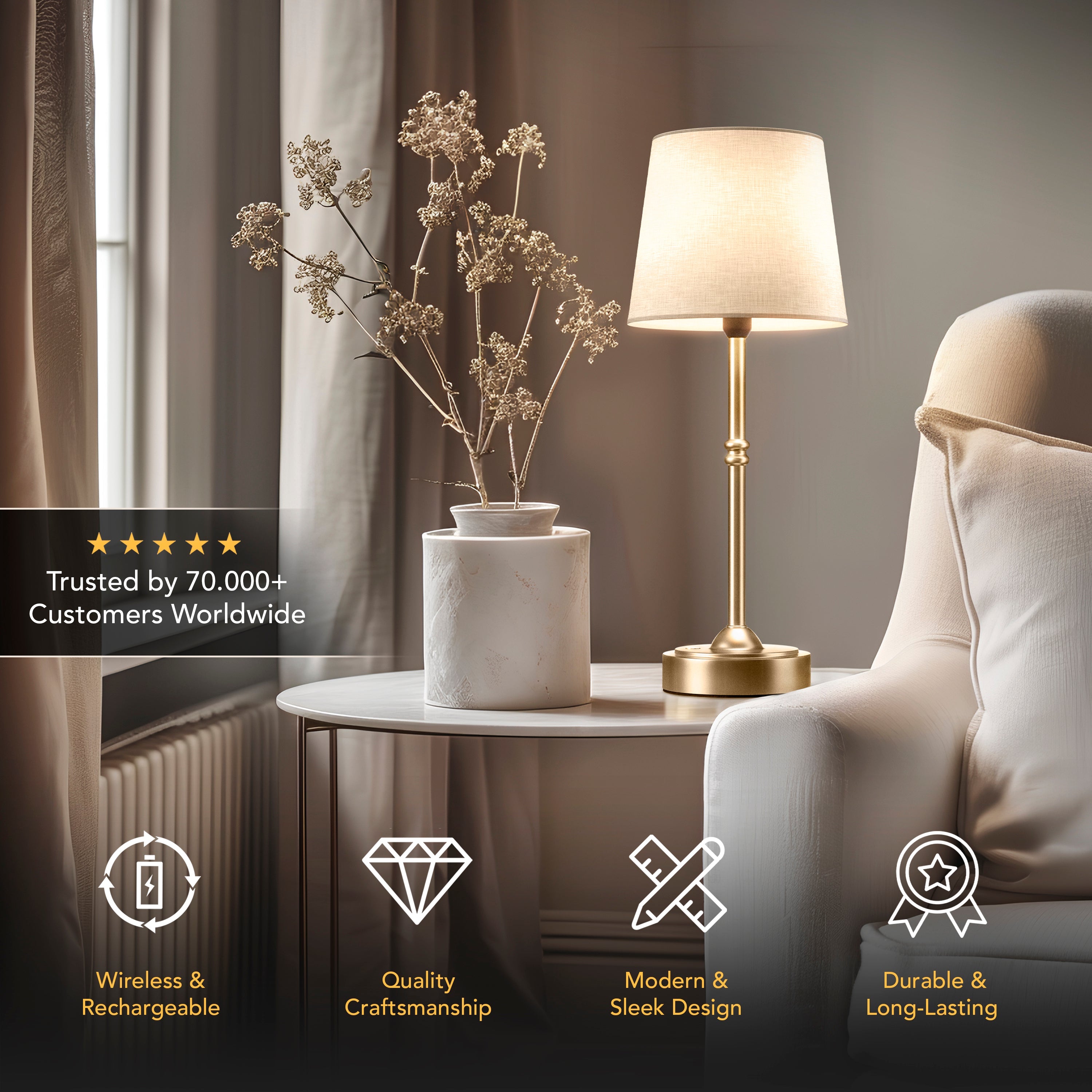 Auréa - Lampe de Table Sans Fil
