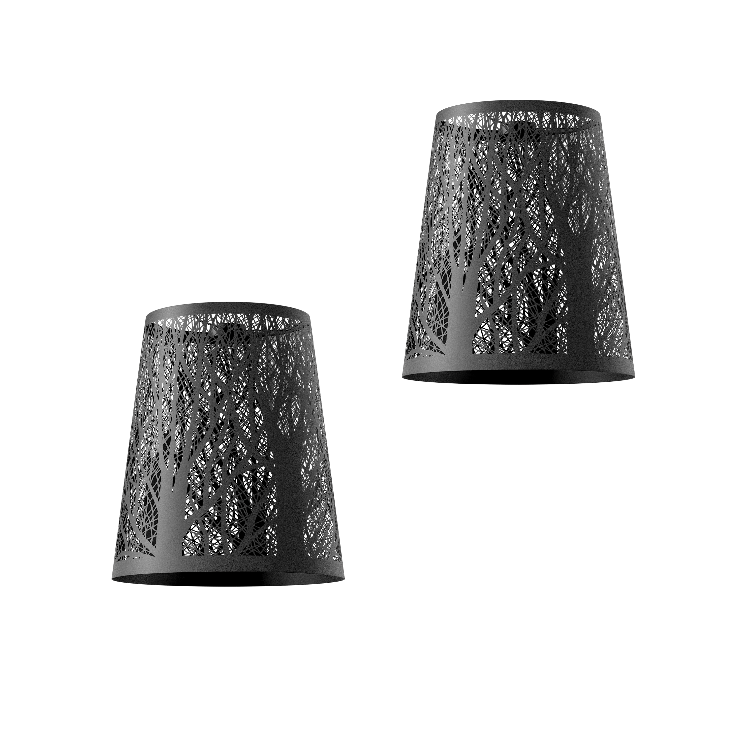 Abat-jours métalliques noirs – Motif arbre (lot de 2